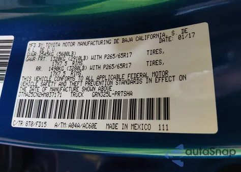 2017 Toyota Tacoma Trd Sport из США, поврежденный, VIN 3TMAZ5CN2HM037171